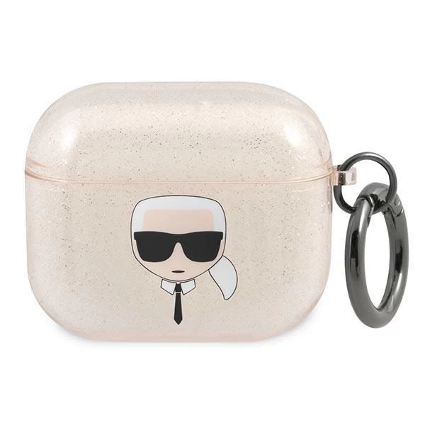 Karl Lagerfeld KLA3UKHGD kryt AirPods 3 złoty/zlatý Glitter Karl`s Head